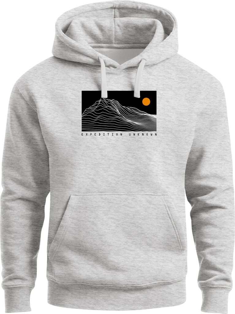 Herren Hoodie Expedition Unknown Kapuzensweatshirt Berglinien Print Adventure Design Männer Streetstyle Neverless
