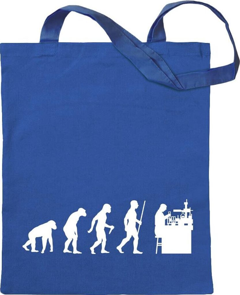 Kiwistar - Baumwolltasche - royalblau - Laborant Labor Evolution - Tragetasche Stoffbeutel Umhängetasche Langer Henkel