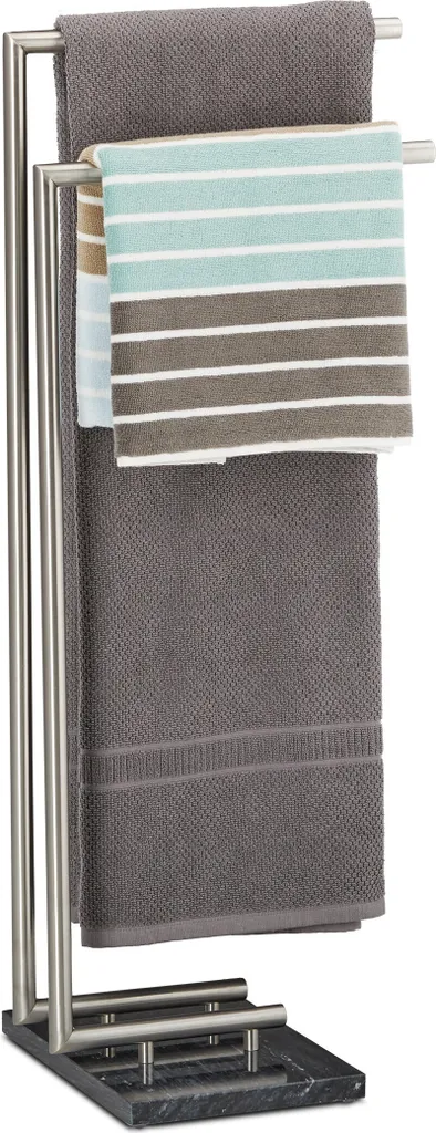 Relaxdays Porte-serviettes sur pied PIERRE en marbre et acier chromé