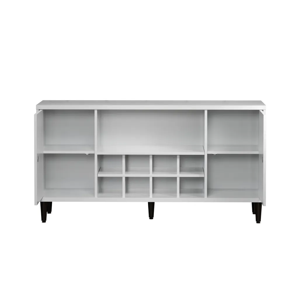 Buffet Evolution 2 portes avec range-bouteilles blanc et noir moderne - 13
