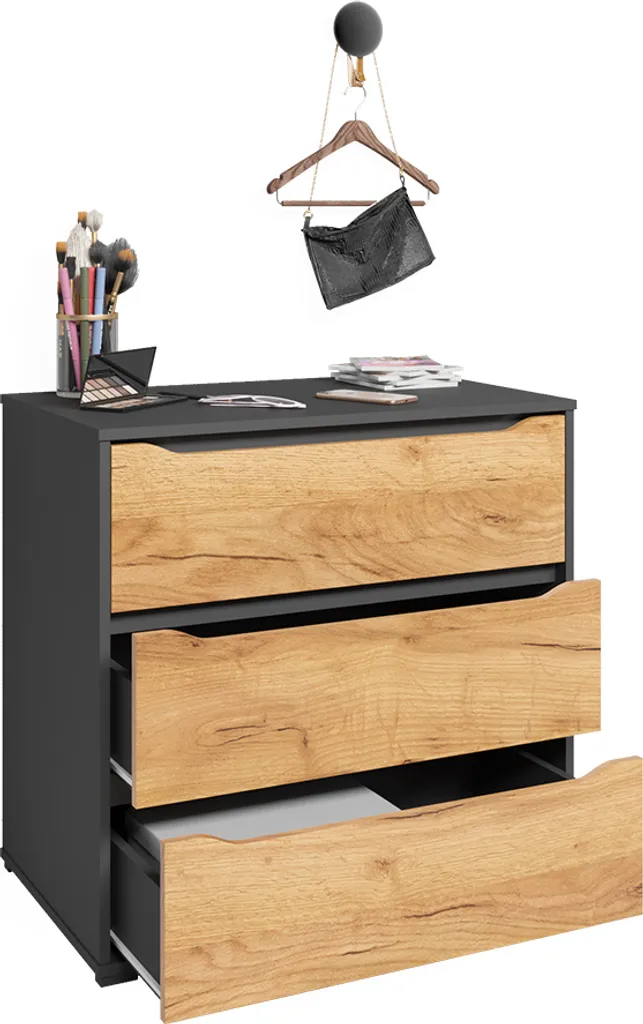 Buffet Chêne Doré Vicco Ruben 48x77.6 cm Compact à Tiroirs Robustes - 7