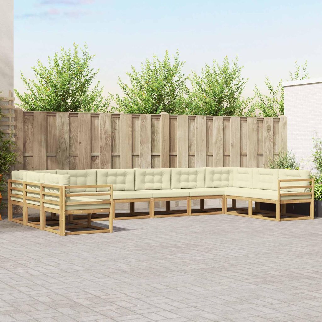 Möbel Outdoor-Sofagarnitur mit Kissen 10 pcs Weiß und CremeGartensofas - Gartensofas c2926