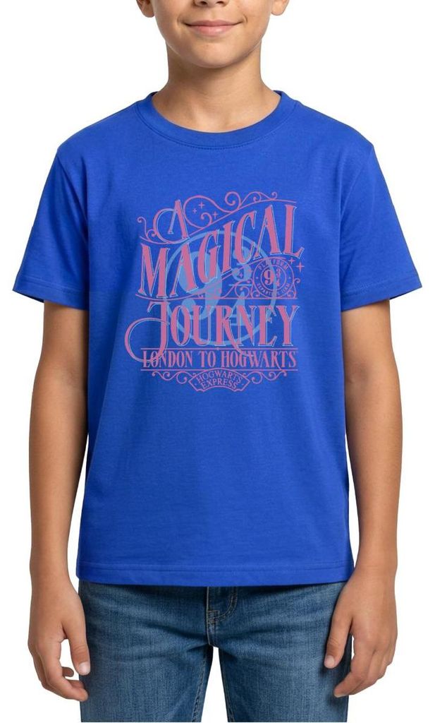 Spreadshirt Harry Potter Gleis 9¾ Design In Rosa & Blau Teenager T-Shirt, 152/164 (12-14 Jahre), Royalblau