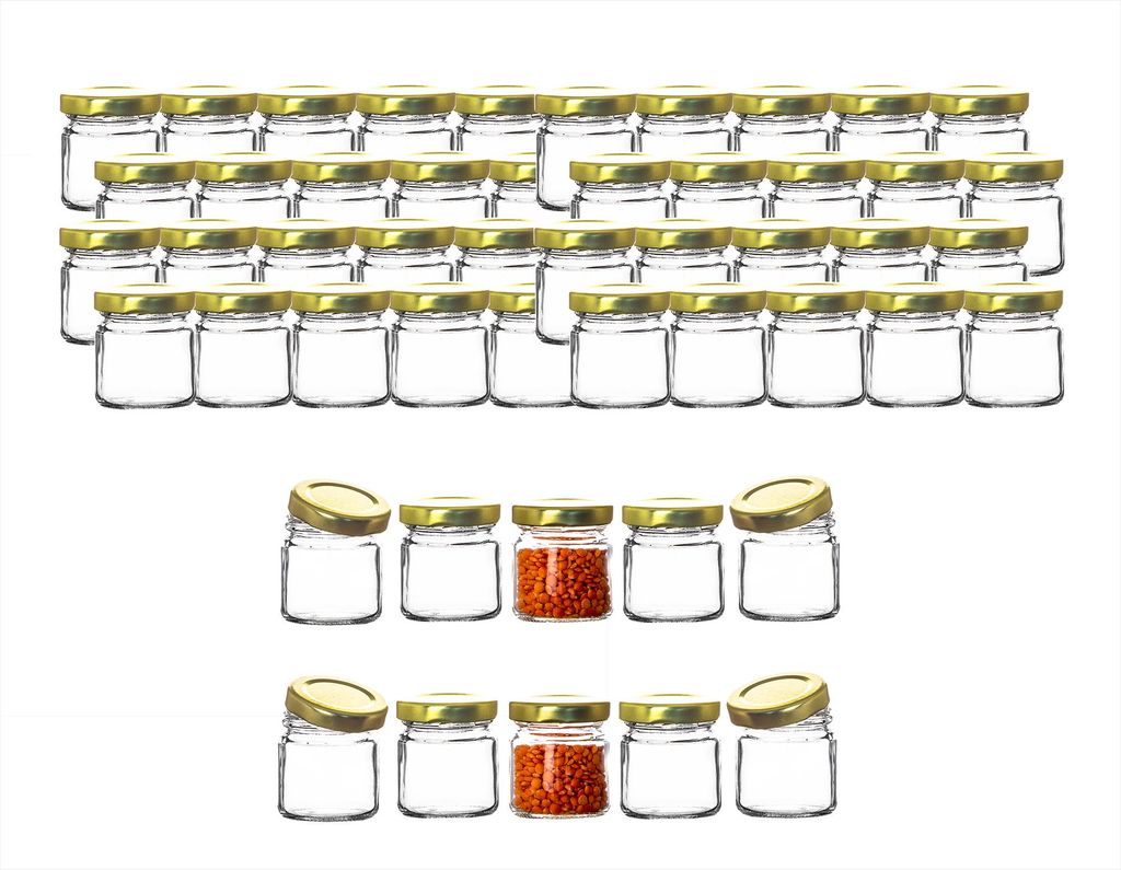 BigDean 50x Marmeladengläser 53 ml – Mini Einmachgläser mit Produktbild 