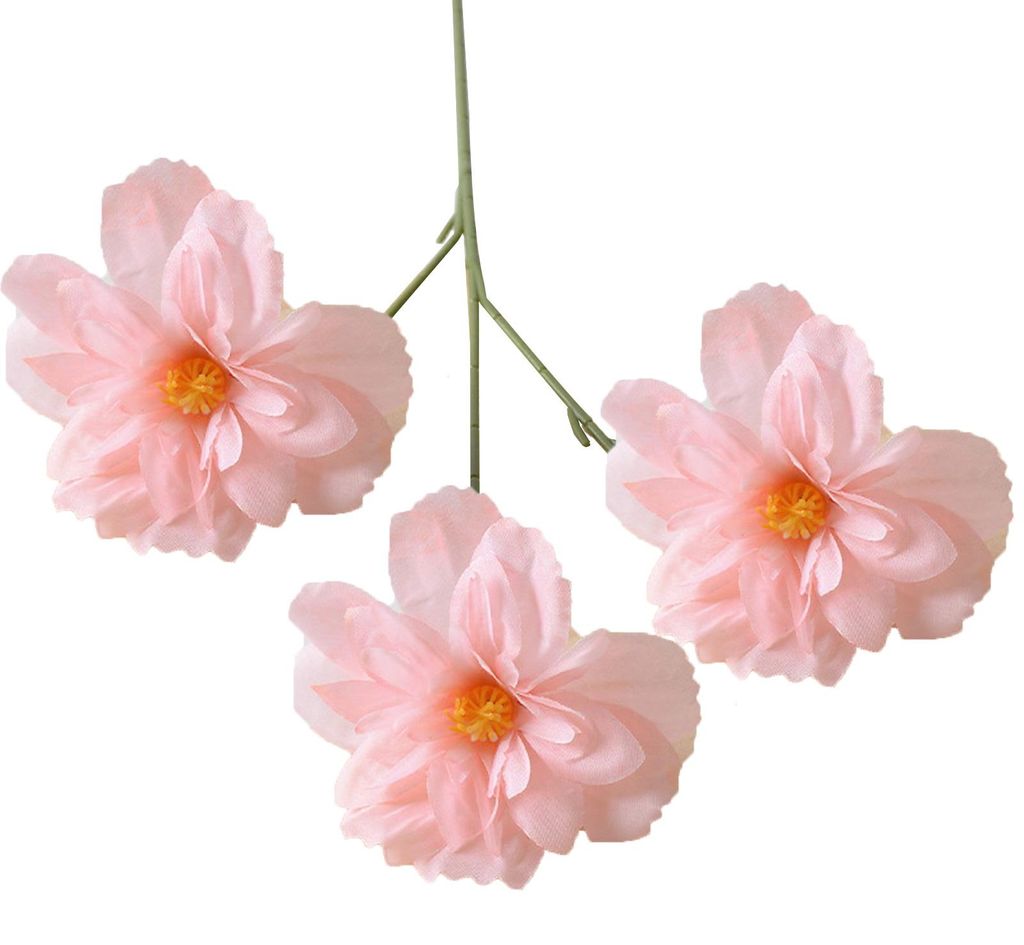 24 Zoll große künstliche Blume mit 3 vollblühenden Köpfen, künstliche Seidenblumenzweige für Vase, Brautstrauß, Heim- und Partydekoration