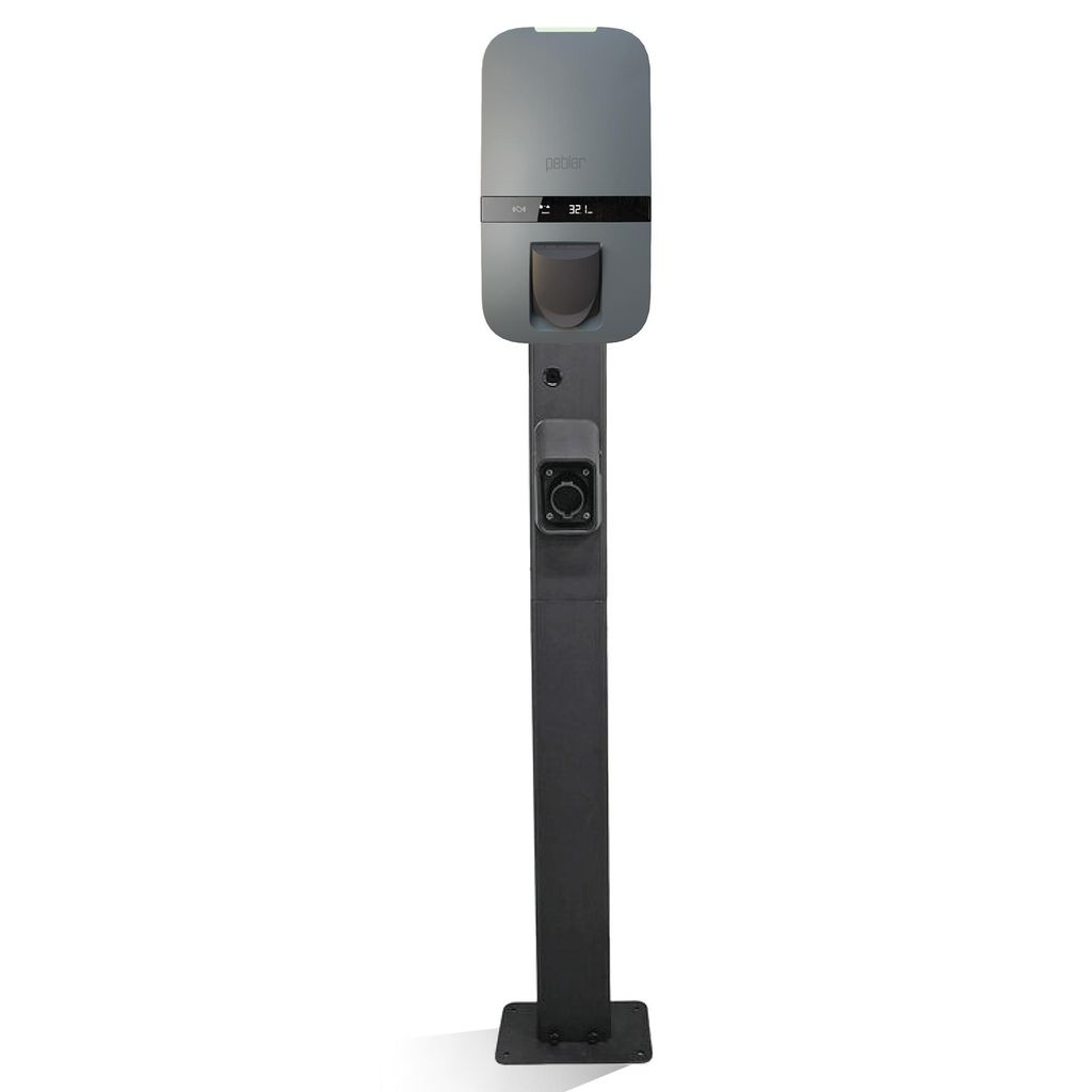 Peblar Wallbox Standfuß Schwarz – Metall-Montagesäule 149 cm für 1 Ladestation Outdoor
