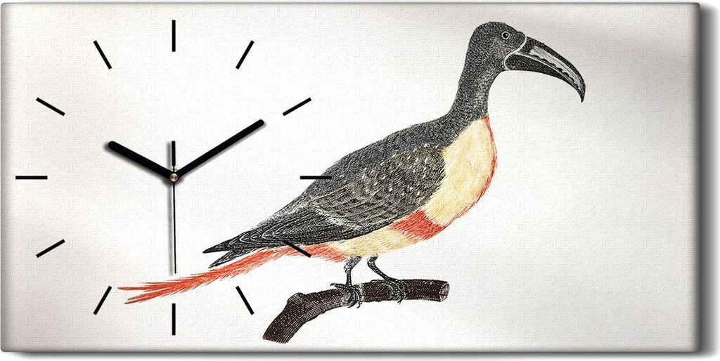Leinwand Uhr Küche Wohnzimmer Bild 60x30 Zeichnung Tier Vogel Zweig Kunst - schwarze Hände