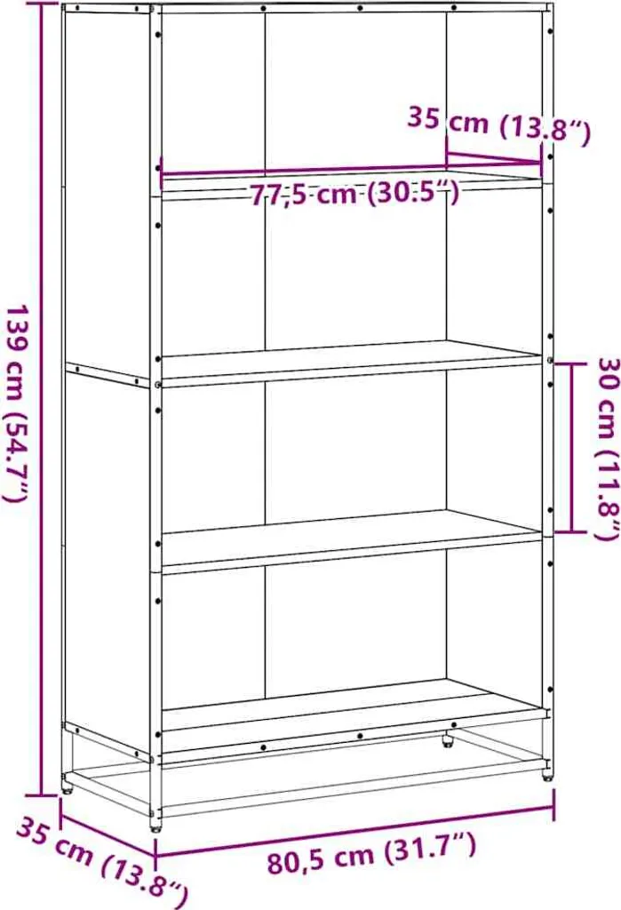 SYFAX™ Libreria per Ufficio 80,5x35x139 cm - Finitura Grigio Tecnico - 8