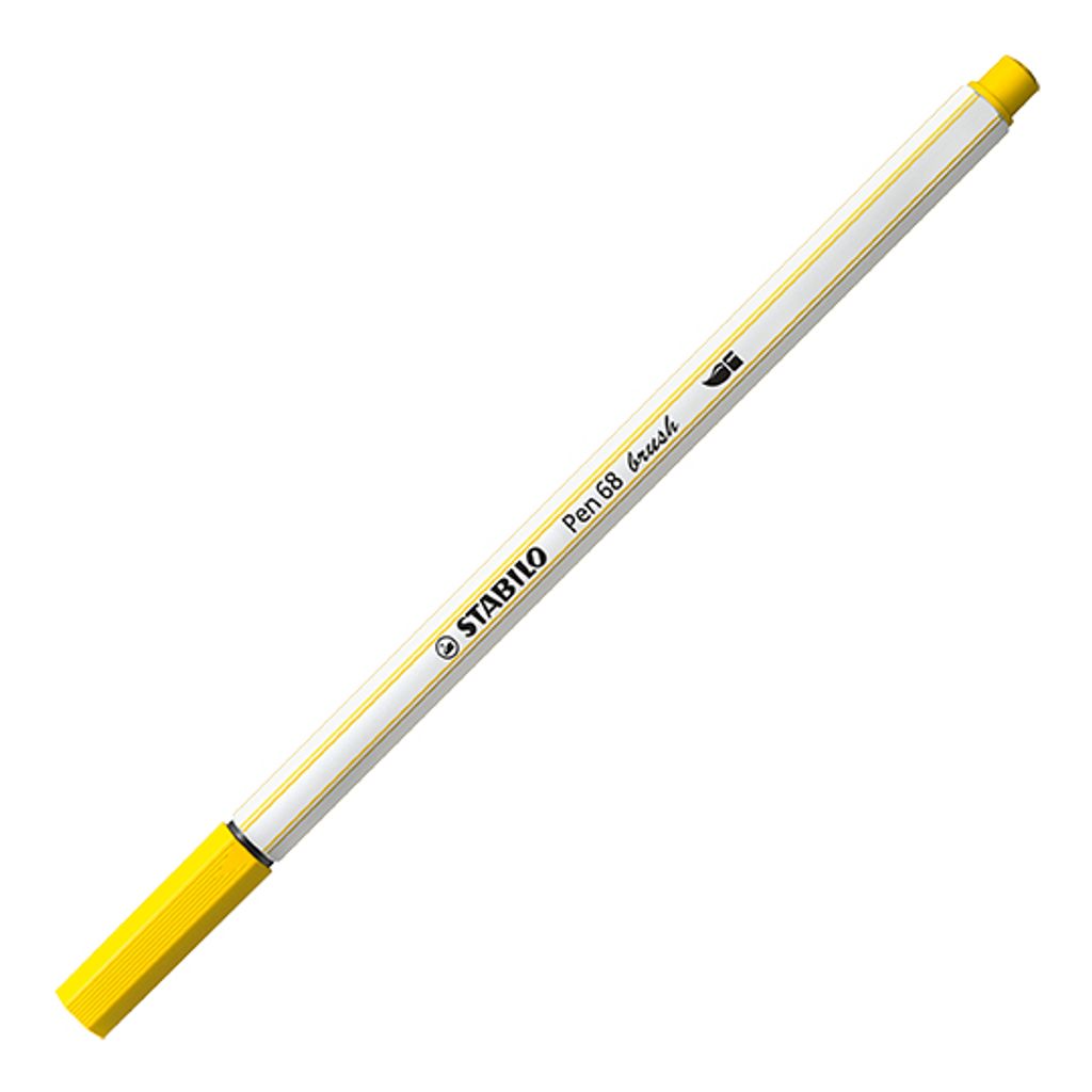 Premium-Filzstift mit Pinselspitze für variable Strichstärken - STABILO Pen 68 brush - Einzelstift - gelb