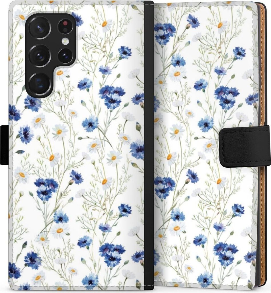 DeinDesign Klapphülle für Samsung Galaxy S22 Ultra Handytasche Lederhülle Tasche Blume Blumen Muster