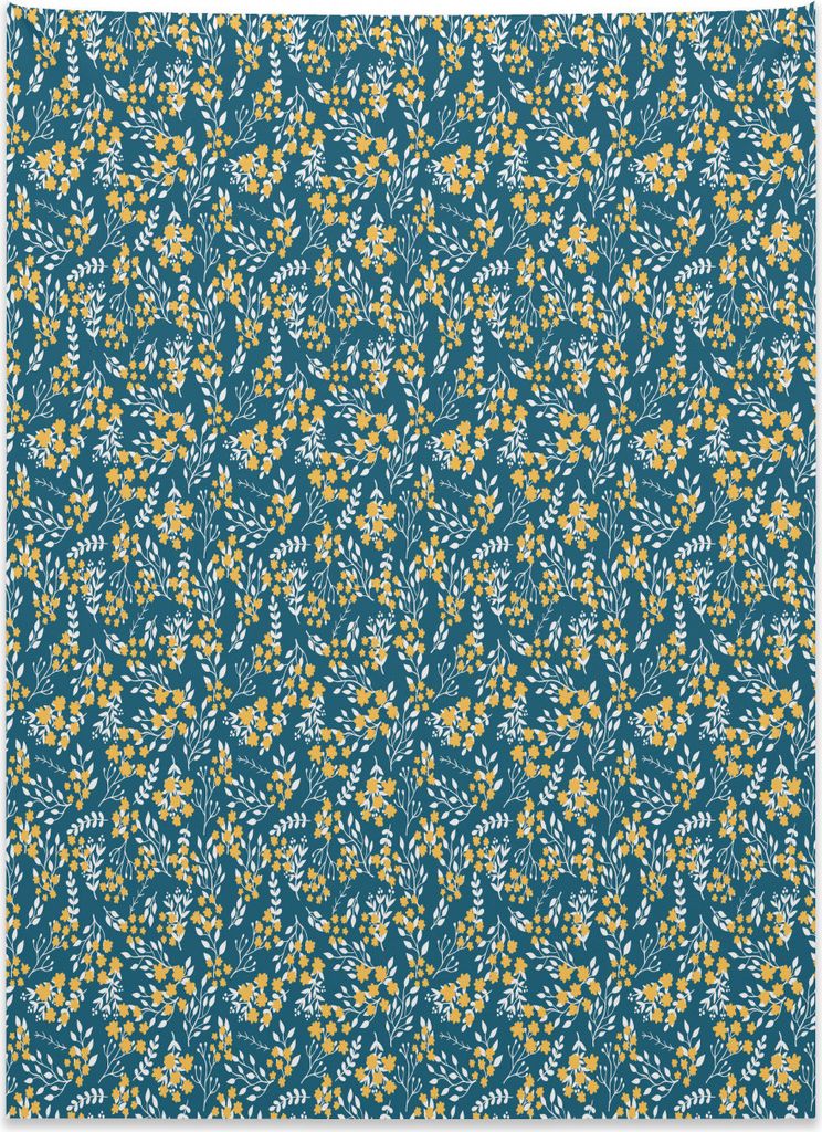 Abakuhaus Garten Wandteppich, Blumenstrauß botanisch aus Weiches Mikrofaser Stoff Kein Verblassen Klare Farben Waschbar, 110 x 150 cm, Braun Gelb ...