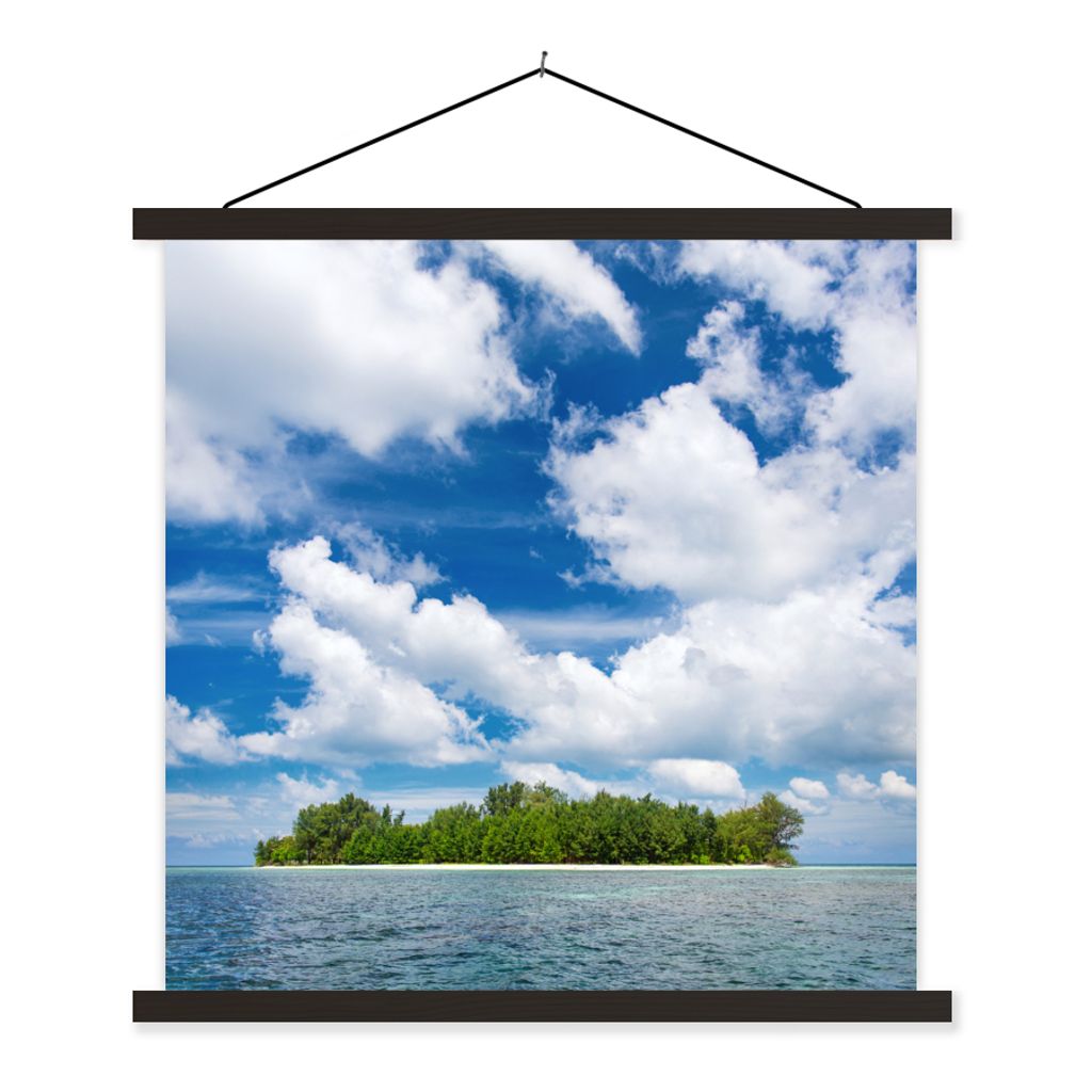 MuchoWow Textilposter Insel - Sommer - Tropisch 90x90 cm mit schwarzem Rahmen - Magnetisches