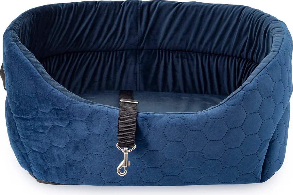 Seggiolino Auto per Cani Blu Camoscio S 39x32cm Lavabile e Resistente