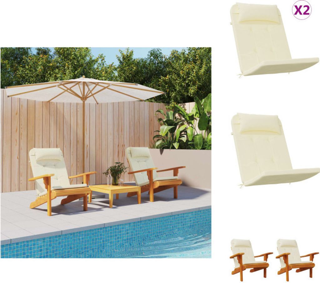 vidaXL Adirondack-Auflagen 2 Stk. Creme Oxford-Gewebe - Sitzpolster