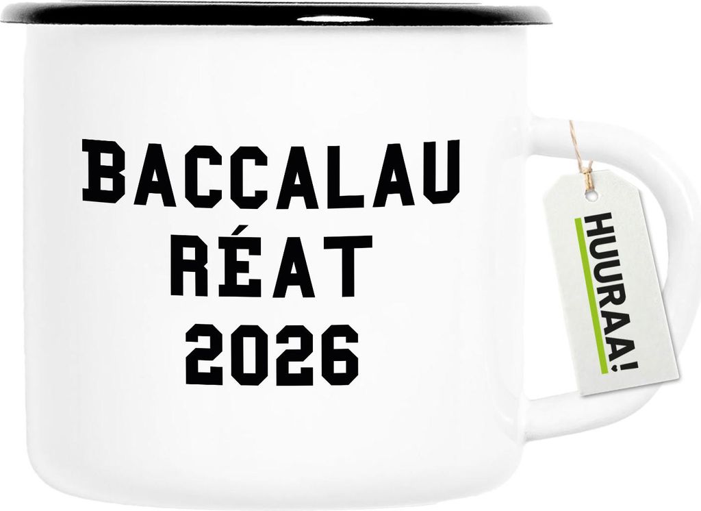 Huuraa Emaille Tasse Baccalauréat 2026 Abschluss Frankreich 300ml Vintage Campingbecher Geschenkidee