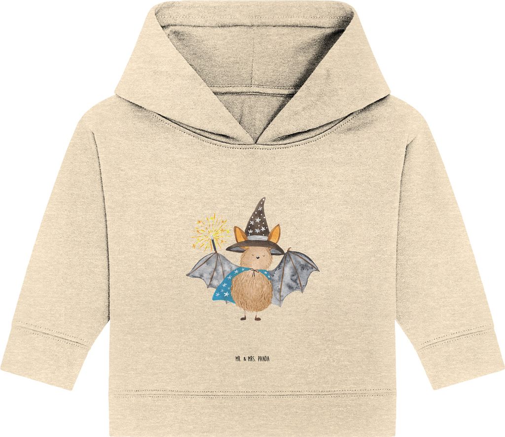 Mr. & Mrs. Panda Organic Baby Hoodie Fledermaus Zauberer 24. - 36. Monat - Natural Raw - Geschenk, Fledermäuse, Lustige Sprüche, Magier, Kapuzens...