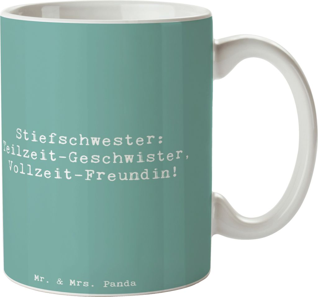 Mr. & Mrs. Panda Kaffeepott Spruch Stiefschwester Freundin Produktbild 