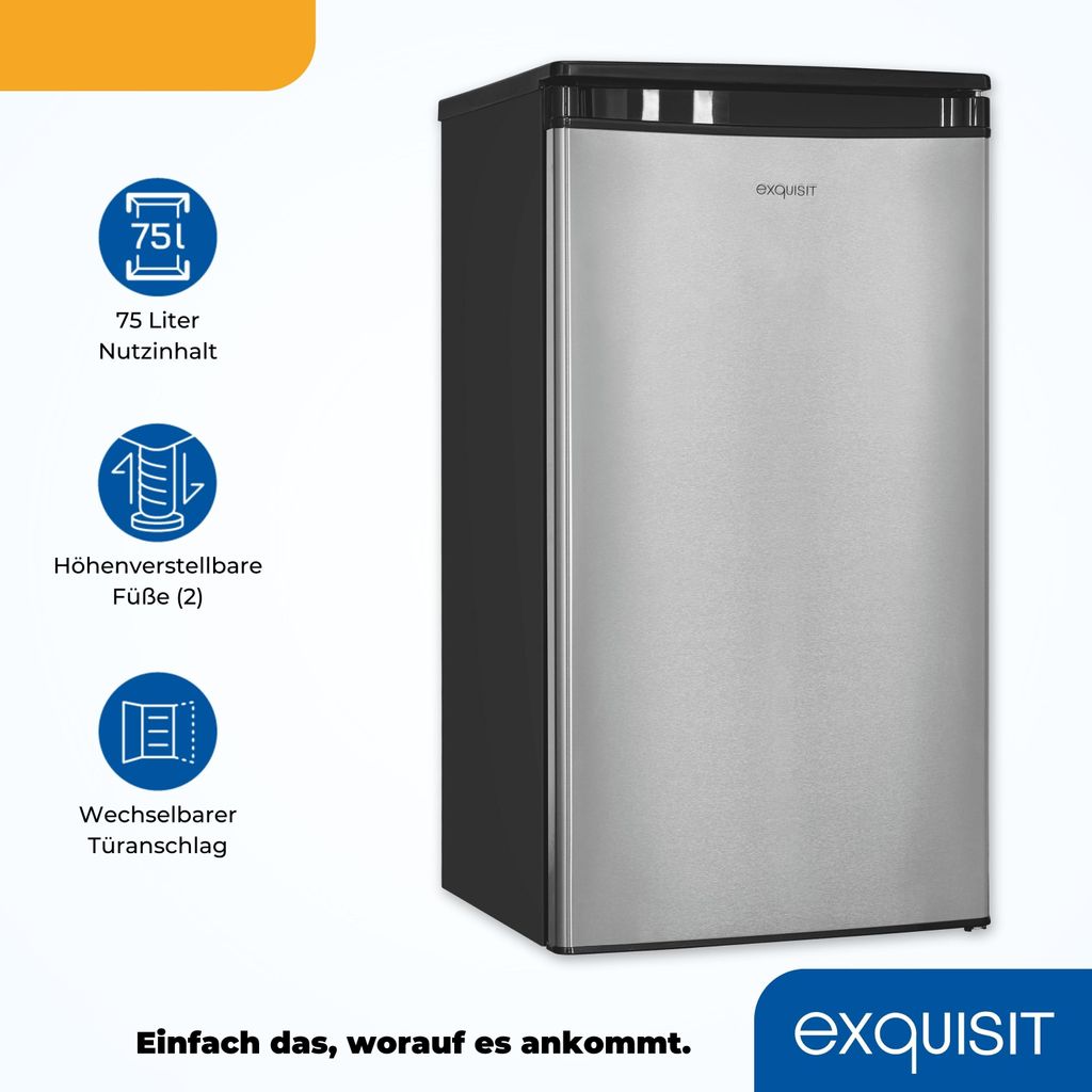 Exquisit Vollraumkühlschrank KS85-V-091E inoxlook | 75 l Produktbild 3