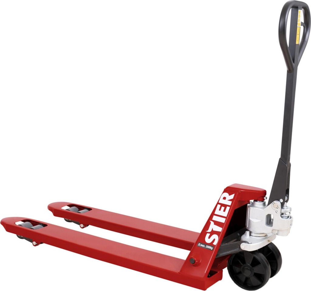 STIER Gabelhubwagen Tragkraft 2500kg Gabellänge 1150mm Nylon-Reifen mit Quicklift, Handhubwagen mit Industrie-Stahlrahmen, wartungsarme Handhydrau...
