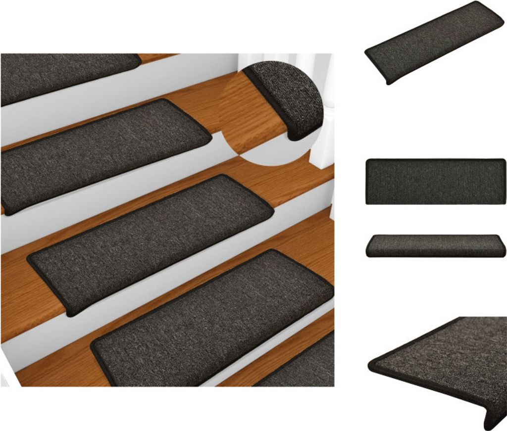 vidaXL Teppich-Treppenstufen 15 Stk. 65x21x4 cm Anthrazit - Stufenteppiche