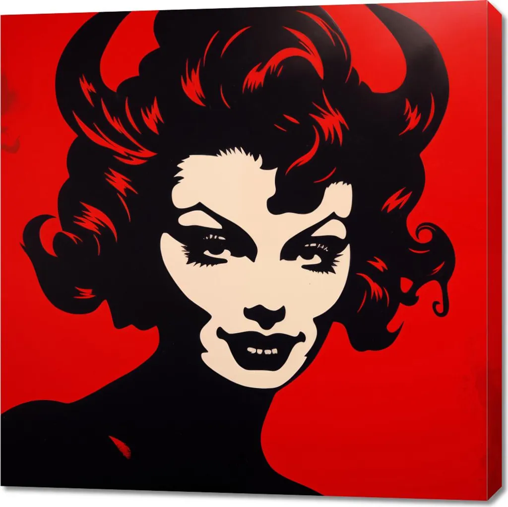 Tableau Design Diable Rouge 90x90 cm - Toile de Qualité Supérieure Durable