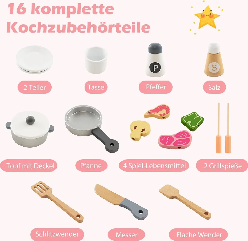 Cuisine enfant bois anti-désordre avec placards, jeu imitation structuré - 7