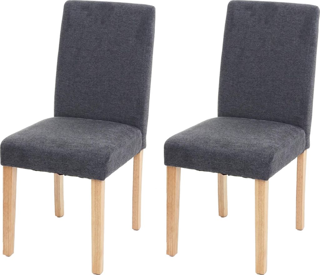 2er-Set Esszimmerstuhl Stuhl Küchenstuhl klassisch und zeitlos | HxBxT 90x43x56cm | Sitzhöhe 45cm | Textil | helle Beine | Anthrazitgrau