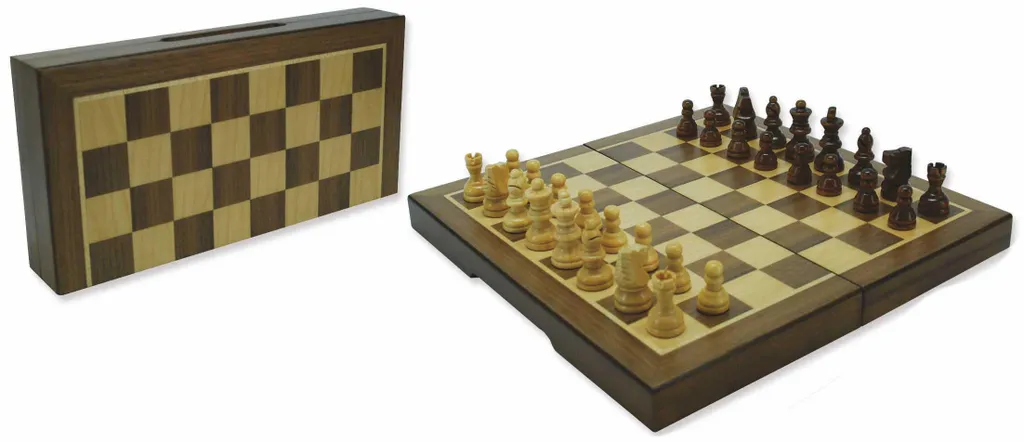 Échecs Magnétiques en Noyer avec Cassette de Rangement HOT Games 23x23cm