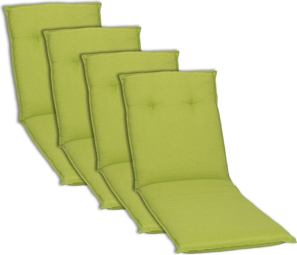 NYVI Liegenauflagen Piemont 4er Set - 191x58x8 cm Apfelgrün - Extra Starker 8cm Sitzpolster - Gartenmöbel Auflagen mit Halteband & Bindebändern