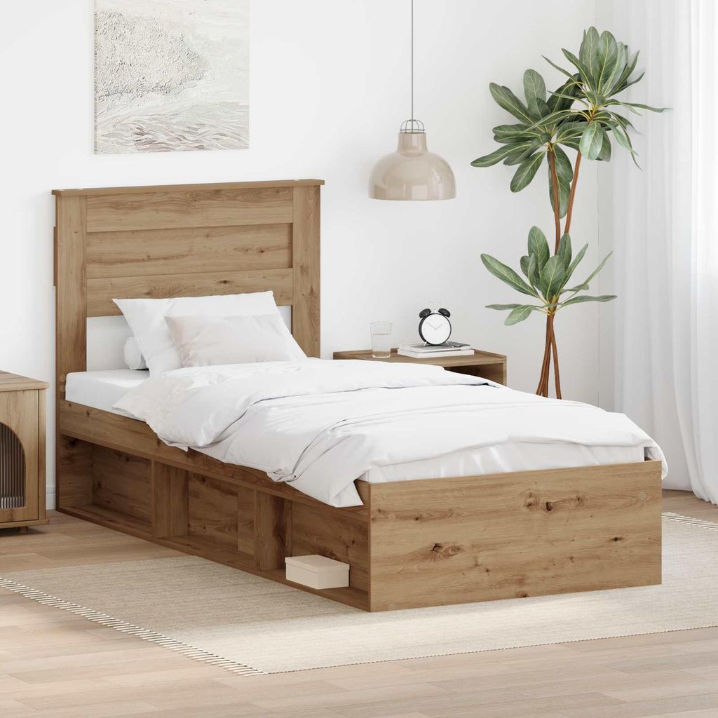 Maison Exclusive - Bettrahmen Kunsthandwerk Eiche 90 x 200 cm Massives Kiefernholz