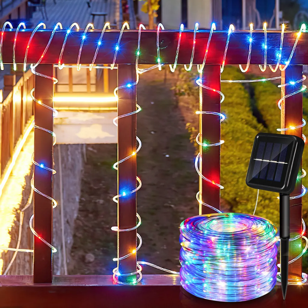 Luci Solari Colorate Fiqops 12m - 200 LED 8 Modalità Party