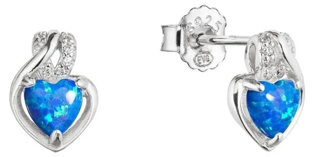 Boucles d'oreilles cœur argent et opale bleue 11469.3 pour femme