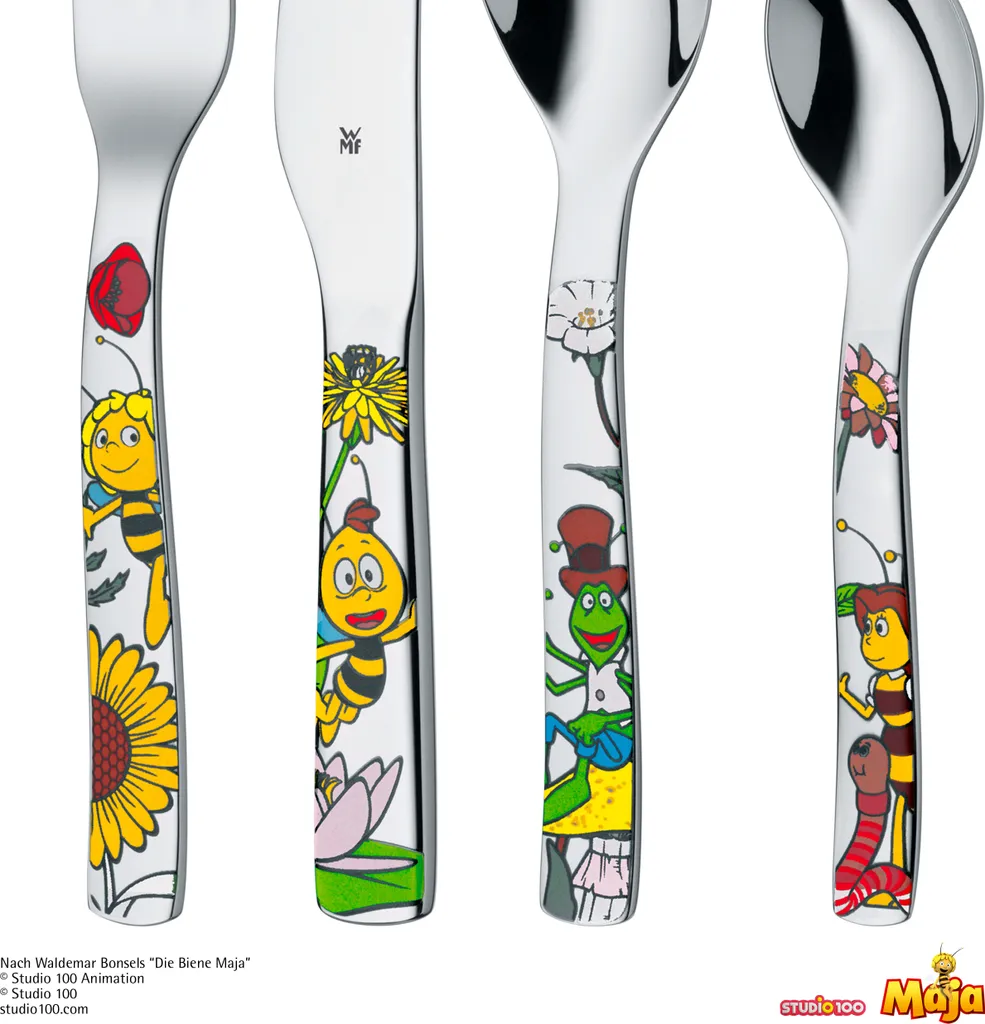 WMF Maya l'Ape 12944060401: Set Posate Bimbo 4 Pezzi in Acciaio Inox