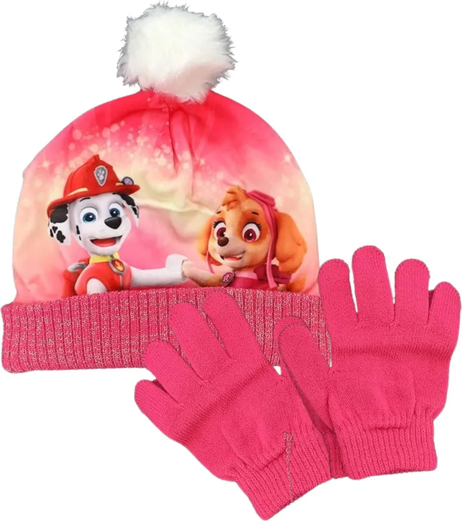 Accessori Inverno Bambina Paw Patrol: Set Cappello e Guanti Rosa