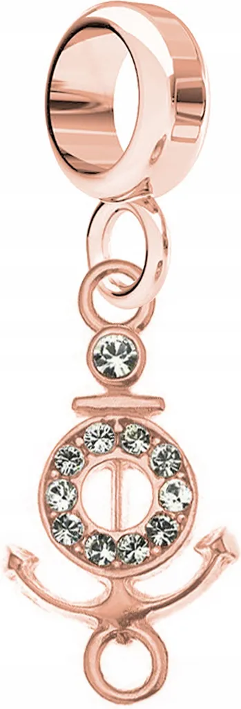 Ciondolo a forma di ancora placcato oro con cristalli di zirconio bianco, argento 925