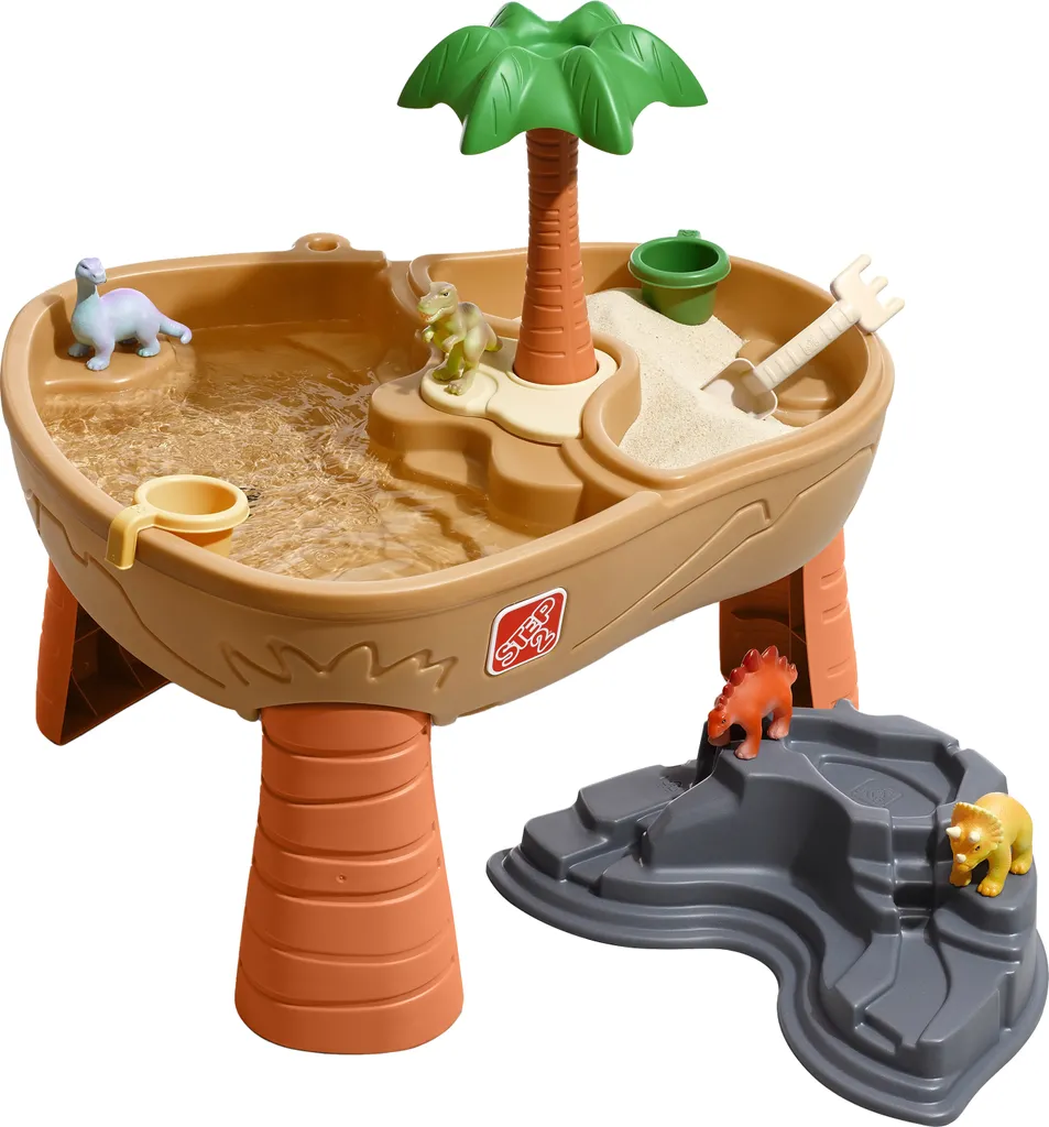 Table de jeu Sable et Eau Dino Dig avec Volcan et Kit de 7 Accessoires