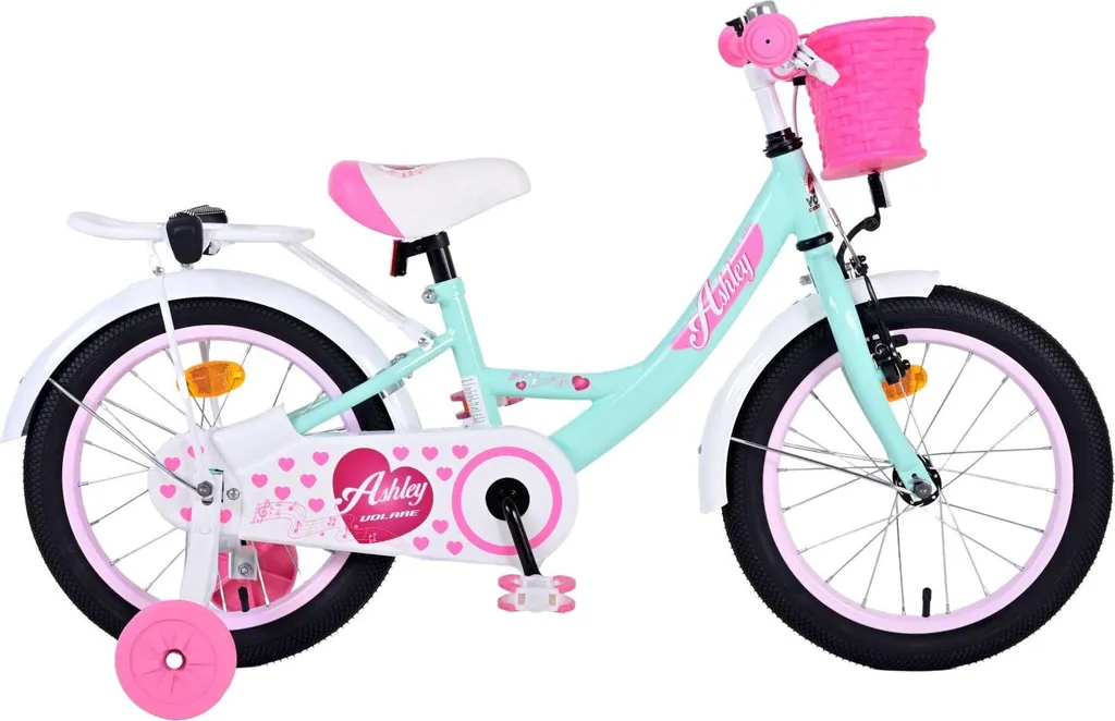 Vélo fille 16 pouces Volare Ashley vert avec freins sécurisés et panier