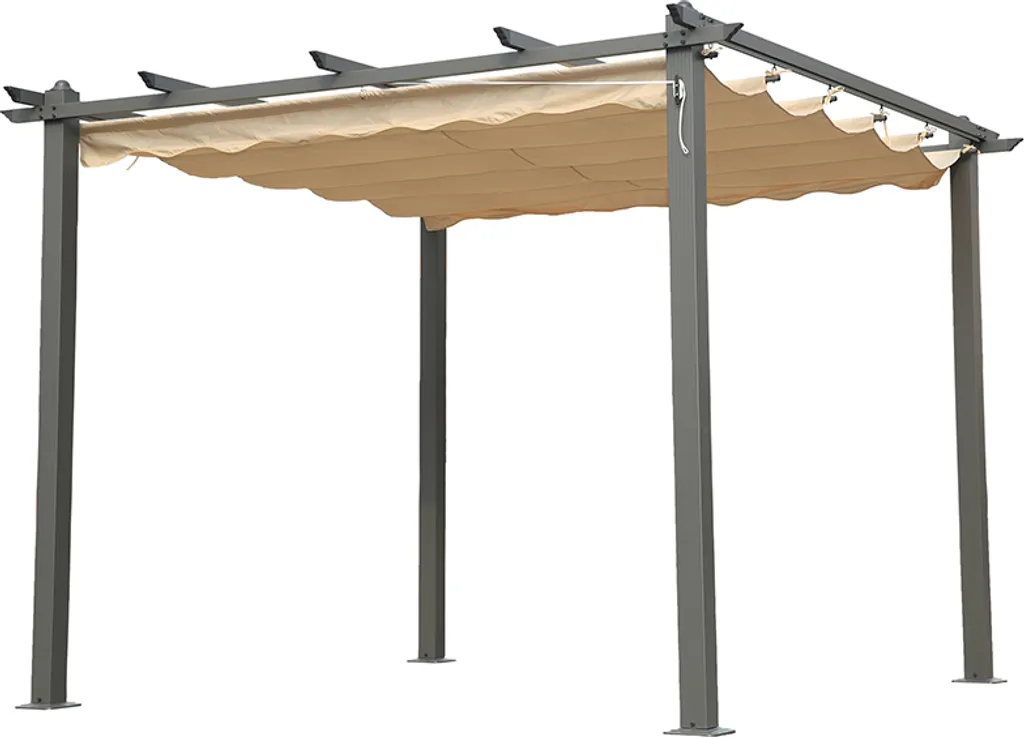 Pavillon de Terrasse 3x3m Blanc Aluminium et Polyester Haute Qualité