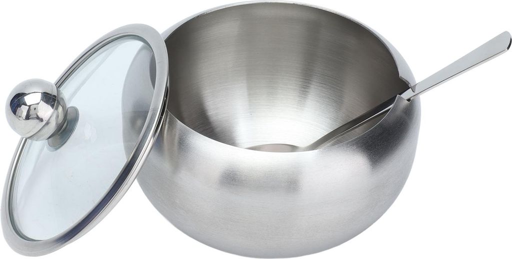 Zuckerdose Edelstahl Klarer Deckel Glänzend Eingebauter Löffel Langlebig Rostfrei Oxidationsbeständig Zuckerbehälter