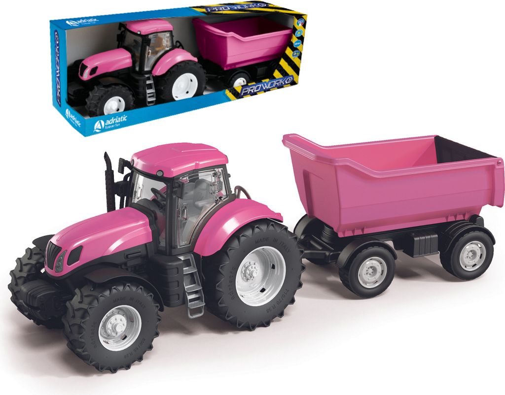Traktor Różowy z Wywrotką skala 1:16 otwierane drzwi i Zdjęcie produktu 