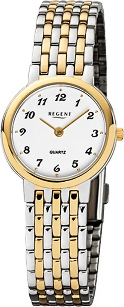 Montre à quartz femme Regent inox bicolore F-1048 robuste et élégante
