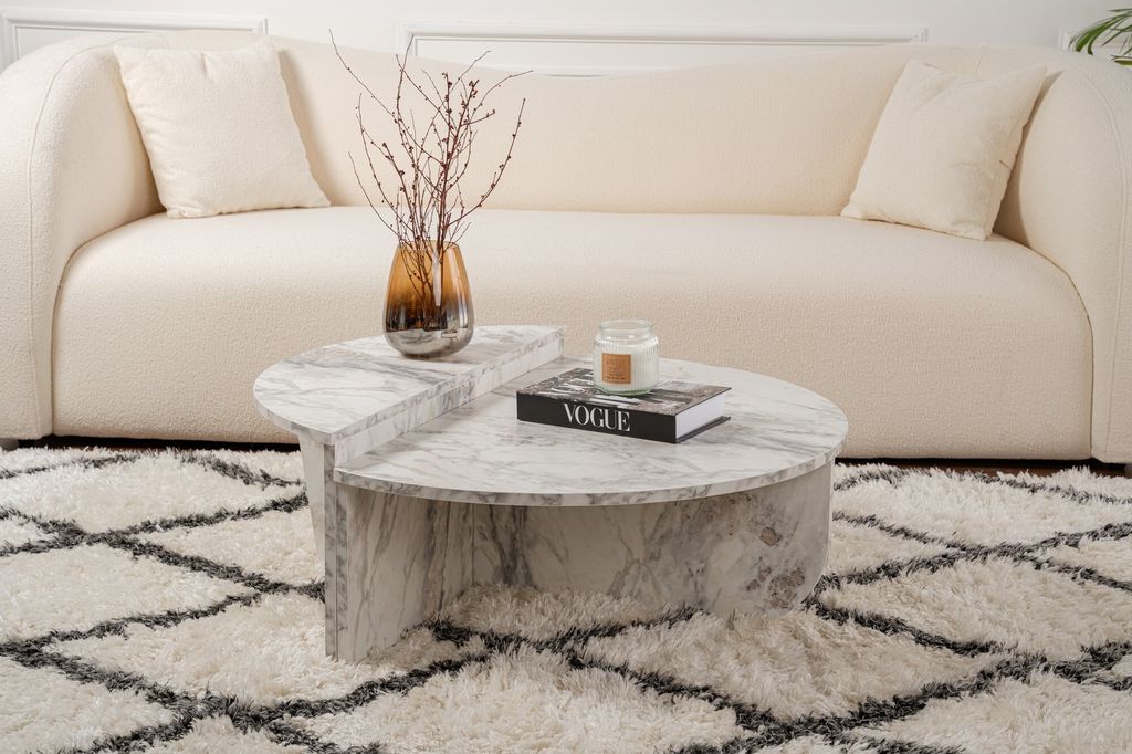 Skye Decor, Orion - Freesia Marble, Couchtisch, 100 % MELAMINBESCHICHTETE SPANPLATTEN, Freesienmarmor, 90 x 60 x 30 cm