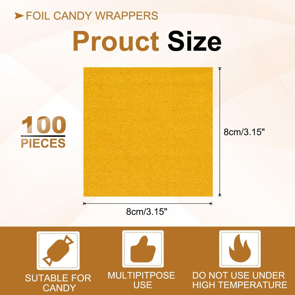 100 Stš¹ck Folie Papier Wrapper, 8x8cm Aluminiumfolie Bonbonpapier, Schokolade Verpackungen fš¹r Bonbonpapier Ostern, Sš¹?igkeiten und Pralin...