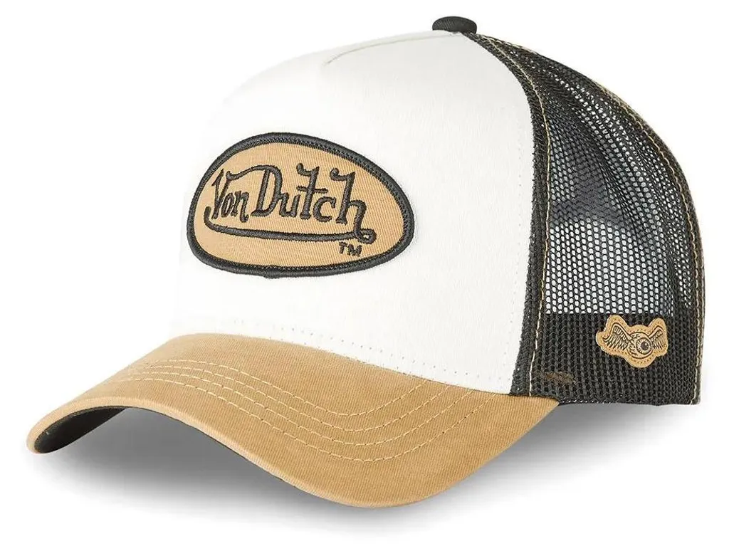 Casquette Mesh Von Dutch Classic - Trucker Bicolore Beige Blanc Stylée