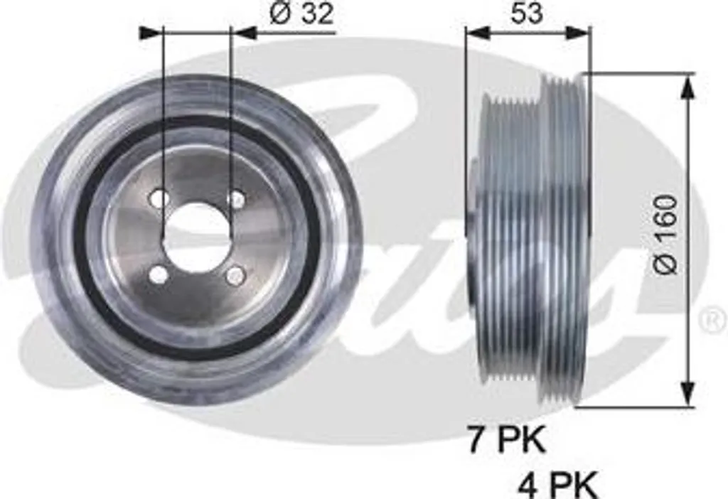 Poulie de rechange vilebrequin GATES TVD1079 pour Iveco Daily 504012367