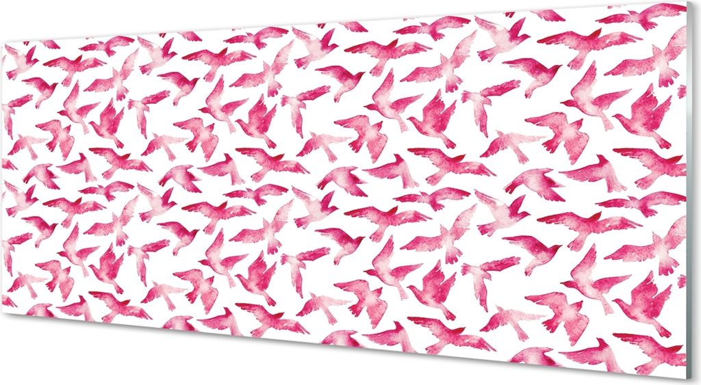 Glasbilder 125x50 Wandkunst rosa Vögel