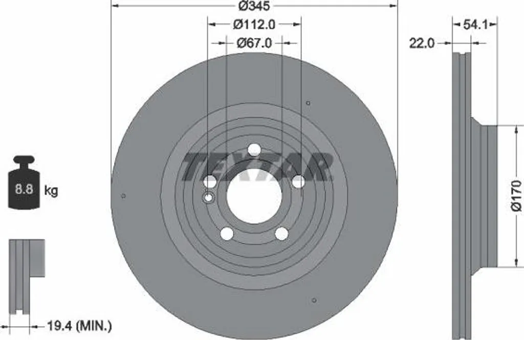 TEXTAR 92307005 Disque de frein OE 1674238900 pour GLS et GLE