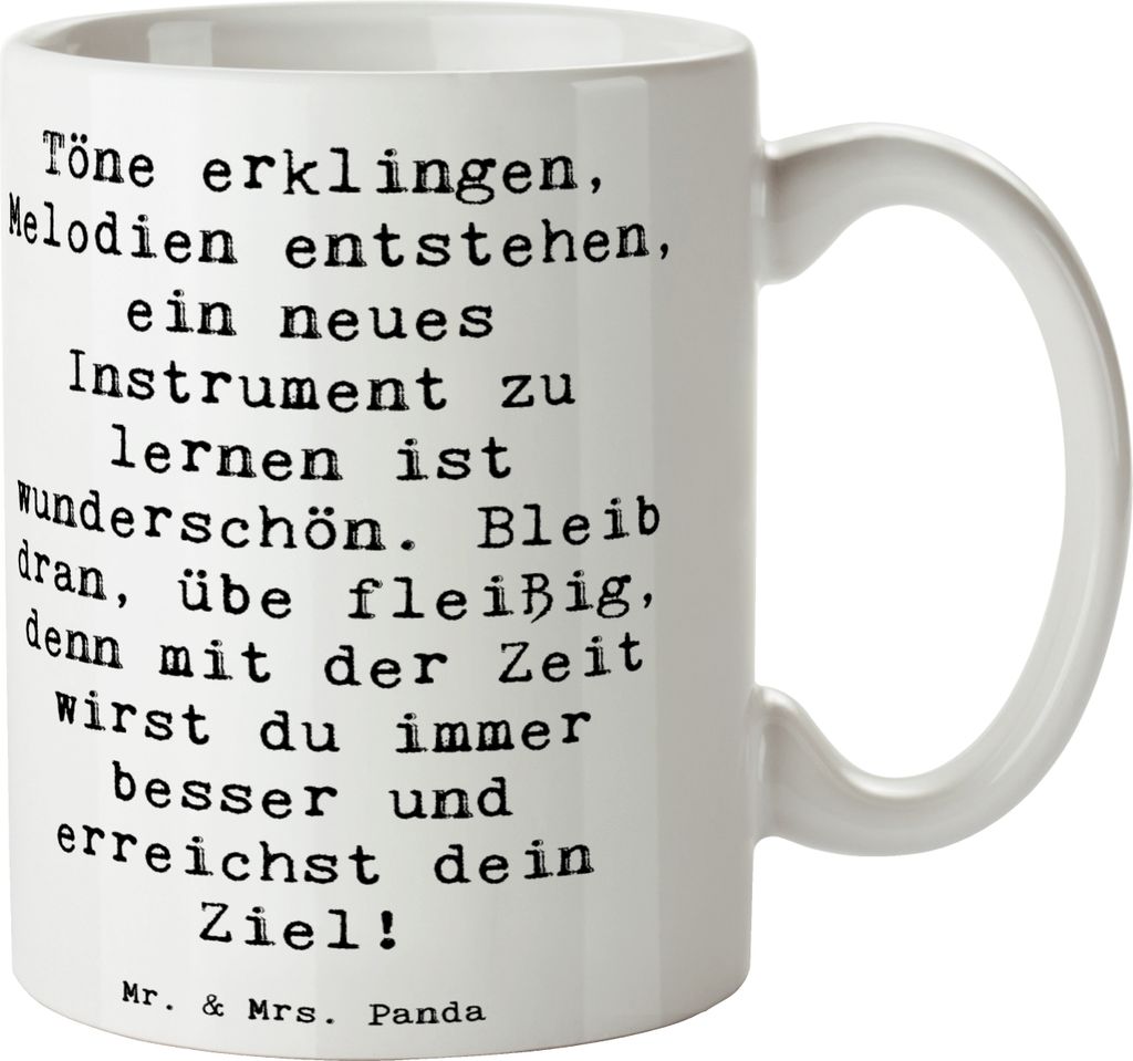 Mr. & Mrs. Panda Teetasse Spruch Ein neues Musikinstrument lernen - Weiß - Geschenk, Zuversicht, Kaffeebecher, Kaffeetasse, Vertrauem, Motivation,...