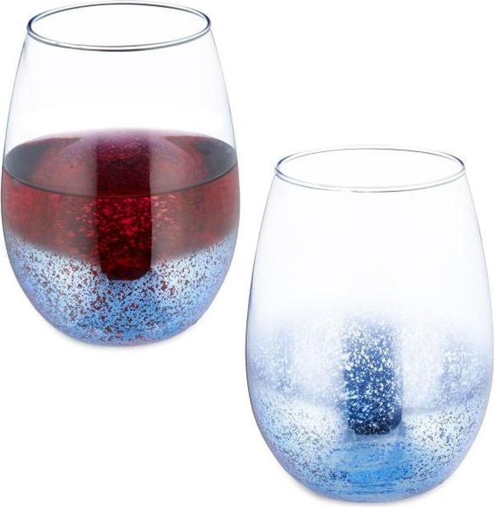 Weingläser ohne Stiel, 2er-Set, blau