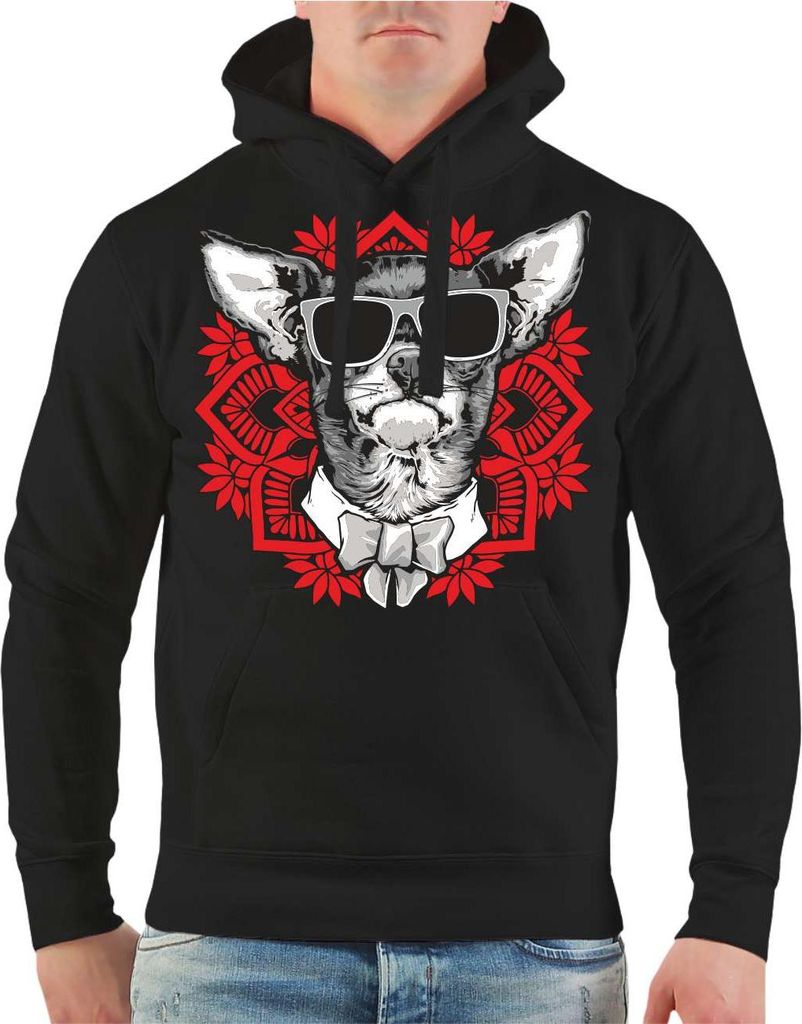 Herren Kapuzenpullover Chihuahua Mandala Art